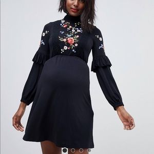ASOS maternity embroidered high neck dress